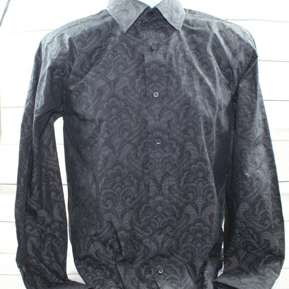 Black Cotton Reel Button Up Shirt Medium